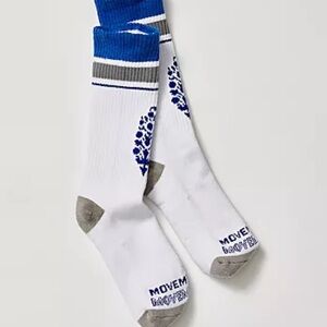 Free people Movement White and Blue Crew Socks